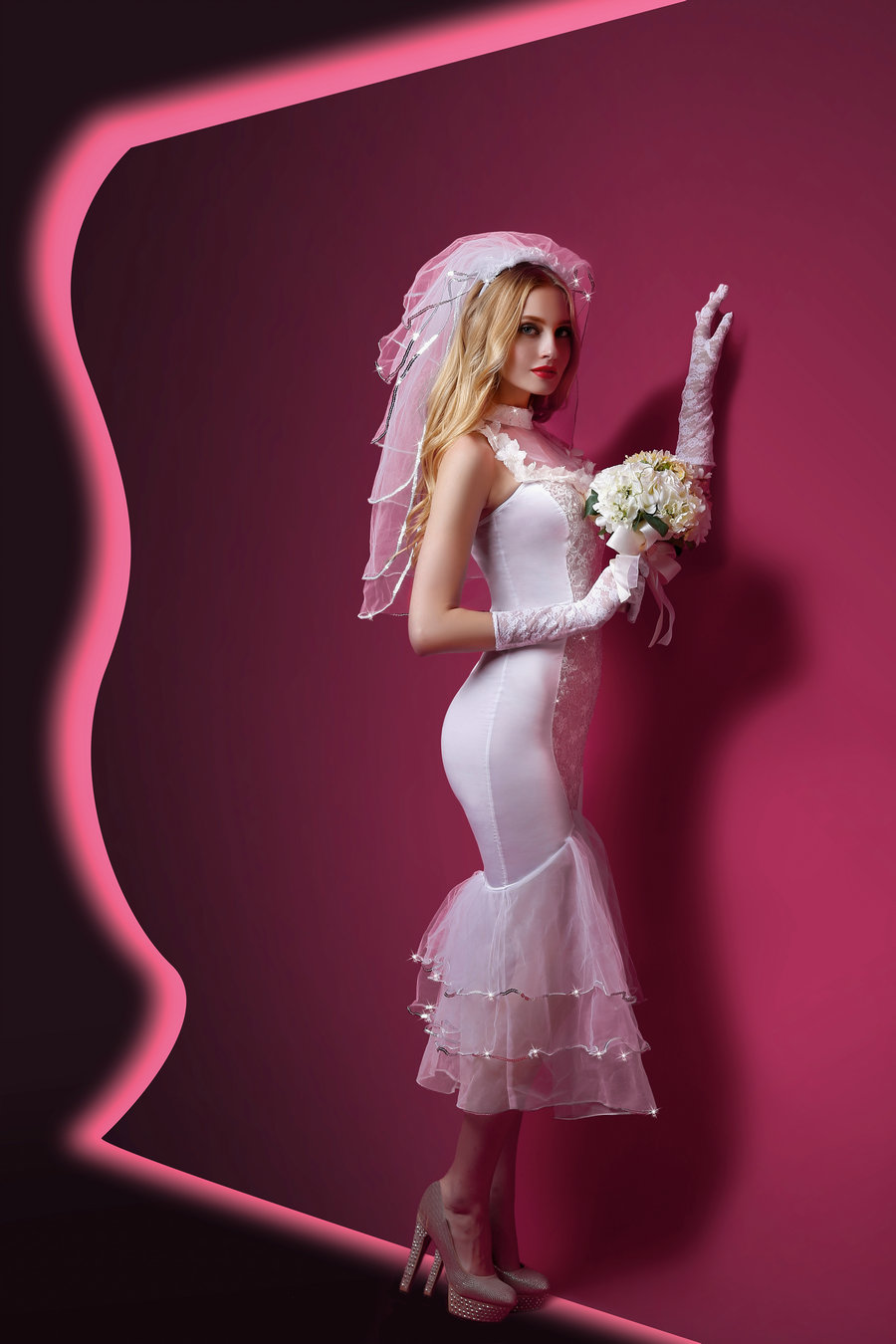 F1747 White Beauty Women Mesh Covers Sexy Bride Costume Wedding Dress
